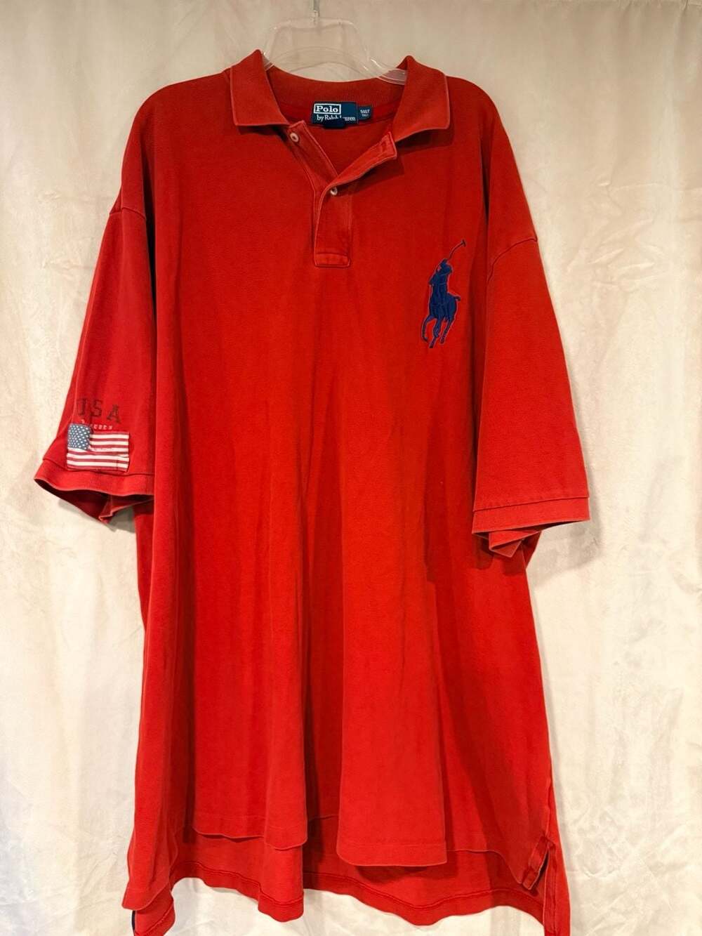 Polo by Ralph Lauren USA Flag Patch Polo Shirt Red 5XLT Tall